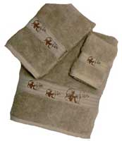 Kellsson Linens Embroidered Towels Brown Bear Lodge Collection- Linen