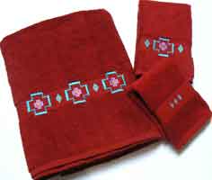 Kellsson Linens Embroidered Towels Chimayo SW Pomegranate 