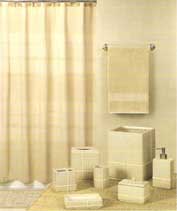 Leno natural glaze stoneware and bamboo jaquard towels