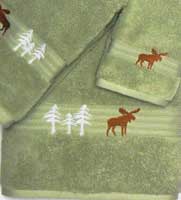 Kellsson Linens Embroidered Towels Moose Lodge Collection- Celery 