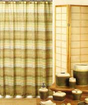 Creative Bath polyester shower curtains and cracked stoneware accessories