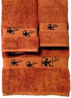 Kellsson Linens Embroidered Towels Black Bear Lodge Collection- Papaya