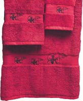 Kellsson Linens Embroidered Towels Black Bear Lodge Collection- Pomegranate