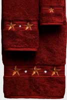 Kellsson Linens Embroidered Towels Barn Star Garnet