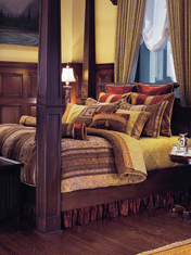 Striped comforter sets with decorative pillows