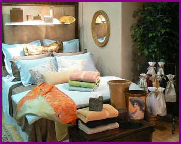 Wholesale linens - comforter and sheet sets and bathroom accessories at Kellsson Linens showroom located at the Denver Merchandise Mart