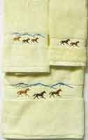 Kellsson Linens Embroidered Towels Horses Ivory