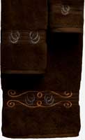 Kellsson Linens Embroidered Towels Ropin Shoes Chocolate