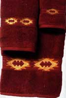 Kellsson Linens Embroidered Towels Southwestern Garnet Collection