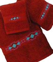 Kellsson Linens Embroidered Towels Southwest 1 Pomegranate Collection